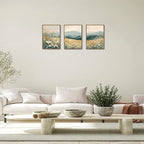 KISSFOX 3 Piece Framed Wildflower Wall Art Floral Wall Decor Landscape Flower - Image 3