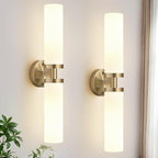 Indoi Wall Sconces Set of Two, Hardwired Brass Bathroom Sconces Wall Lighting by Indoibrightenyourbathroom