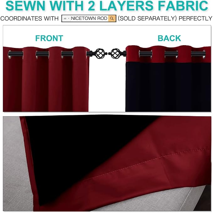 NICETOWN Truly Blackout Drapes for Living Room, Heavy-Duty Full Light Shading - Image 5