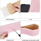 CRASPIRE 88 x 3in Crown Molding Peel and Stick 3D Flexible Foam Wall Trim Pink - Image 6