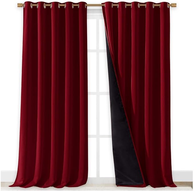 NICETOWN Total Shade Curtains and Draperies, Burgundy Red, Package of 2 - Image 2