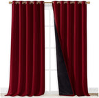 NICETOWN Total Shade Curtains and Draperies, Burgundy Red, Package of 2 - Image 2