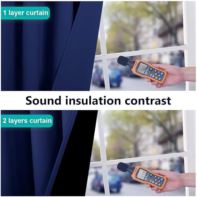NICETOWN 100% Blackout Curtain Set, Royal Blue, 37W x 40L, Thermal Insulated & - Image 4