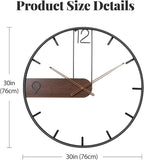 Cuspin 30 Inch Large Wall Clock, Modern Wood Metal Frame Silent Non Ticking - Image 6