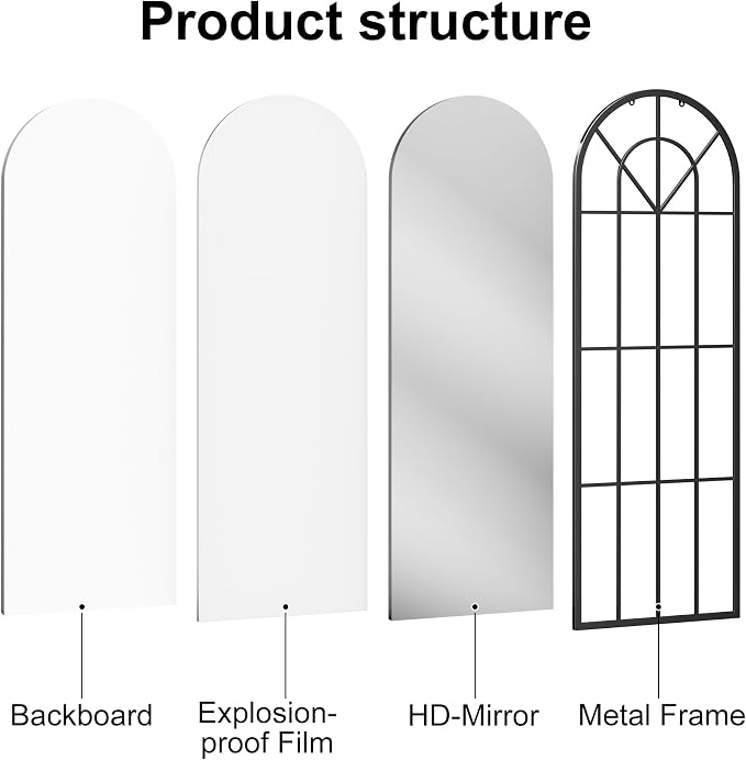 Degfig Arched Full Length Mirror - Image 8