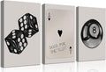 BOKPEN 3Pcs Black and White Poker Dice Canvas Wall Art Funky Retro Y2K Trendy by bokpen