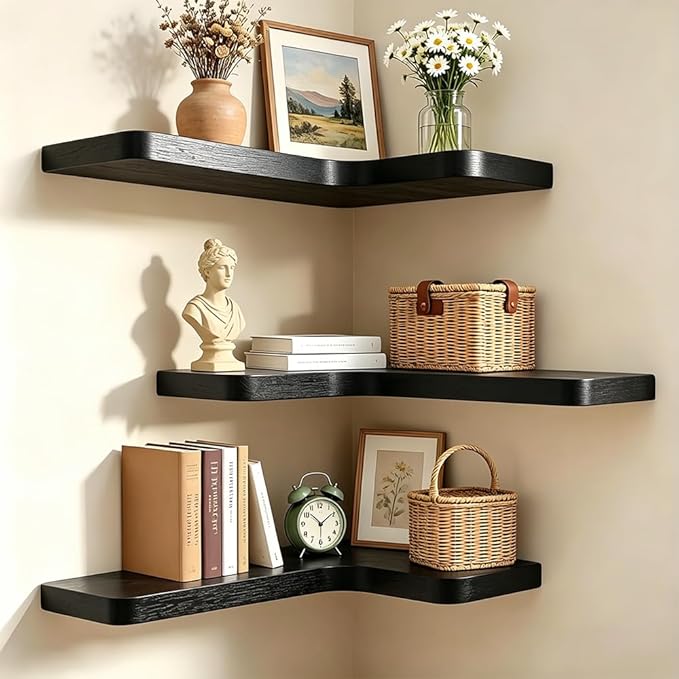 Floating Corner Shelves, Wall Shelf Set of 3, Shelves - Image 5