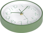 Modern Green Bathroom Wall Clocks 8 Inch Non-Ticking Battery Operated - Image 6