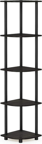 Furinno TURN-N-TUBE Corner Shelf, 5-Tier Corner Bookshelf, Open Storage Shelves - Image 8