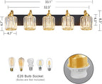 Black Gold Crystal Vanity Light Over Mirror 5 Lights Bathroom Wall Lighting - Image 4