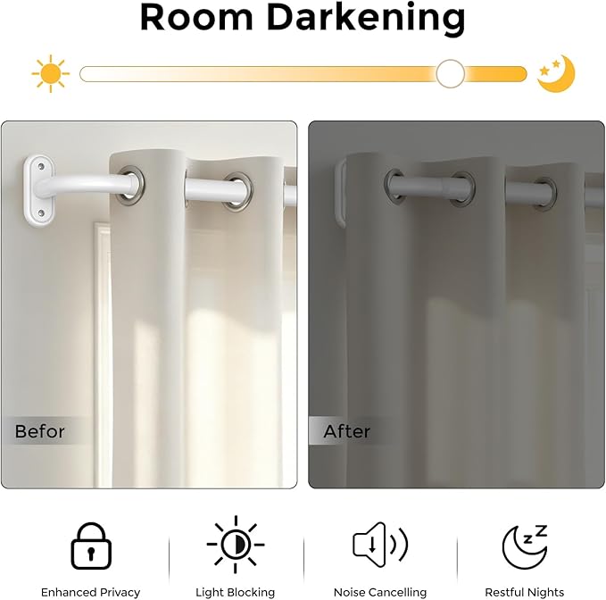 2 Pack Curtain Rods 32-46 Inch, 1 Inch Adjustable Heavy Duty Room Darkening - Image 3