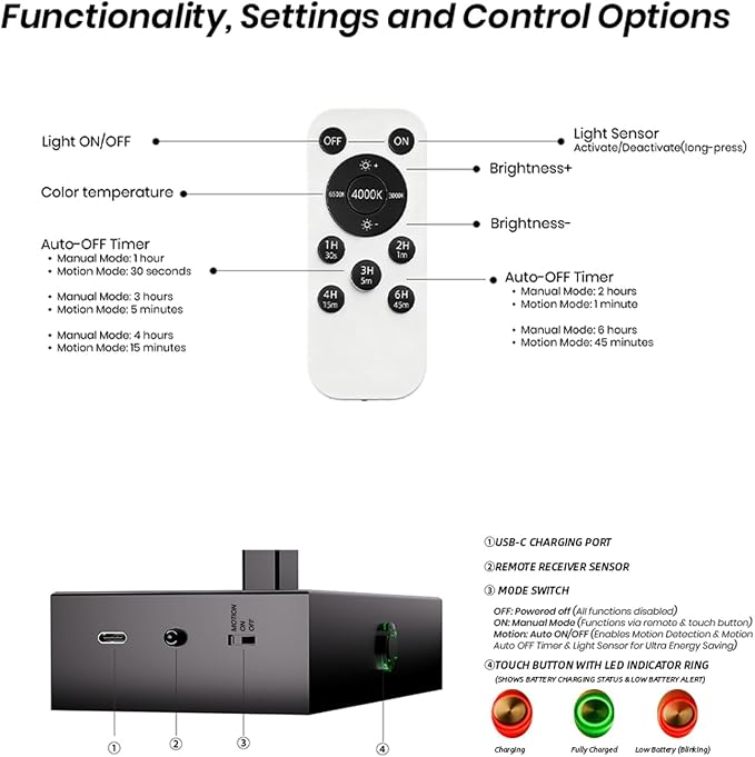 IRONPAX Wall Sconces Battery Operated Set of 2, Wireless Rechargeable Wall - Image 7