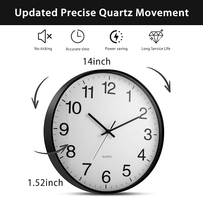 Inbagi 8 Pcs Wall Clock Large Silent Battery Operated Wall Clocks Modern Non - Image 2