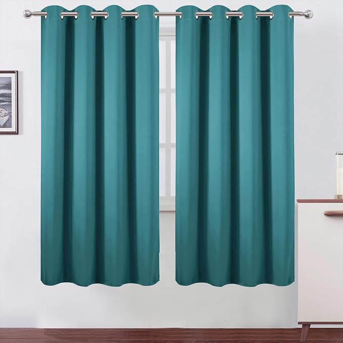 LEMOMO Blackout Curtains 66 x 72 Inch Long Sea Teal Curtains Set of 2 Panels by Lemomo
