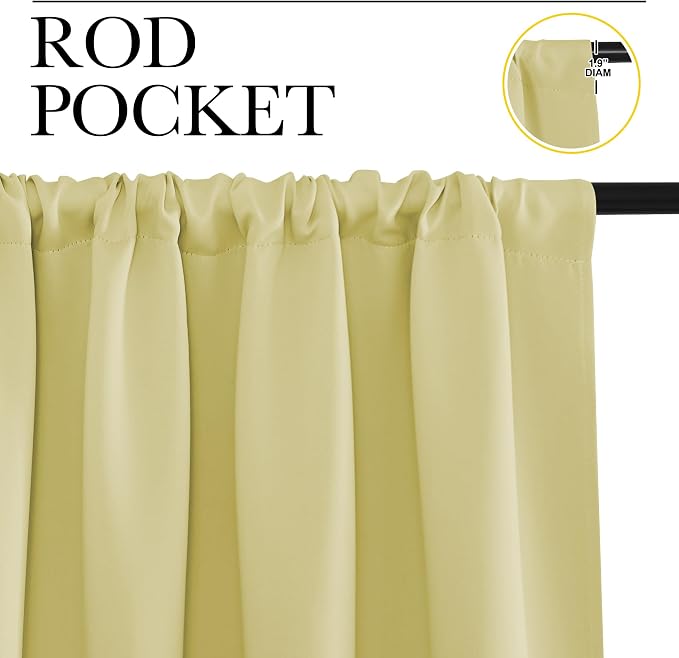 NICETOWN Living Room Curtains, Paler Yellow, 1 Pair, 70 x 84-inch, Home - Image 2
