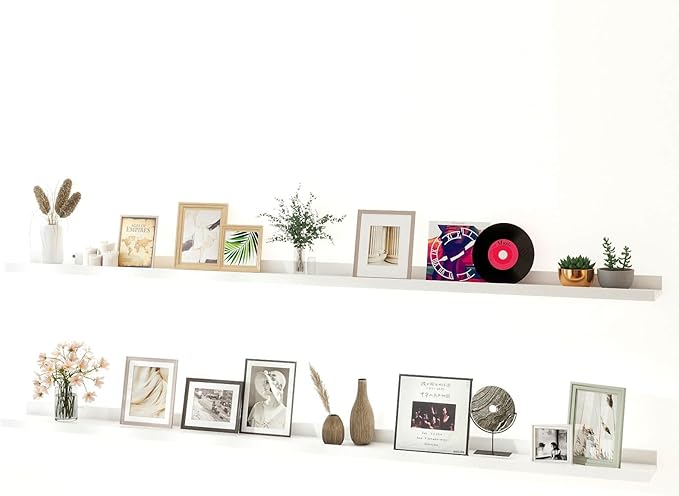 White Floating Shelves for Wall Decor, Long Wall Mounted Storage Shelf for by Unknown