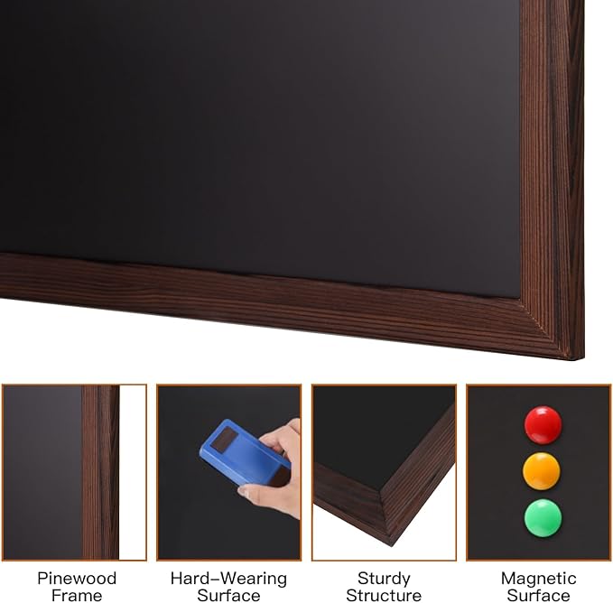 Comix Magnetic Chalkboard, 18 x 24 Inches Wooden-Framed Blackboard - Image 5