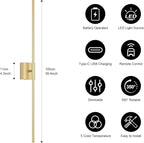 Battery Operated Wall Sconce, 3000K-6000K Dimmable Gold Wall Lights - Image 5