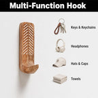Indian Shelf 10 LB Decorative Wood Adhesive Wall Hooks – Boho Peel and Stick - Image 5