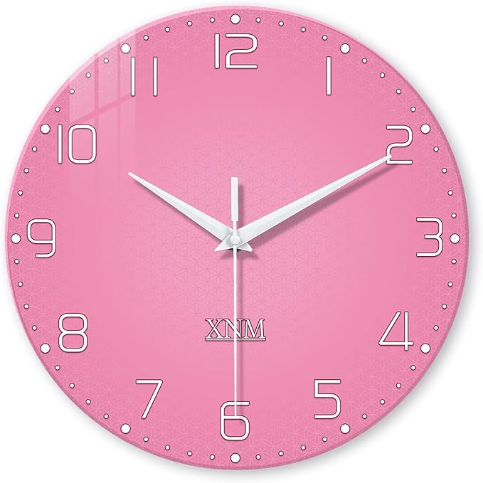 XNM Pink Clock for Girls Bedroom Small Wall Clock Battery Operated 14 Inch by XNMwallclock