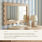 CAALMA Scalloped Wall Mirror 24 x 36 Rectangular, Bathroom Mirror, Mirrors - Image 4
