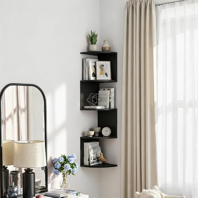 5-Tier Floating Corner Shelf Wall Mount, Heavy Duty Wall Corner Bookshelf - Image 7