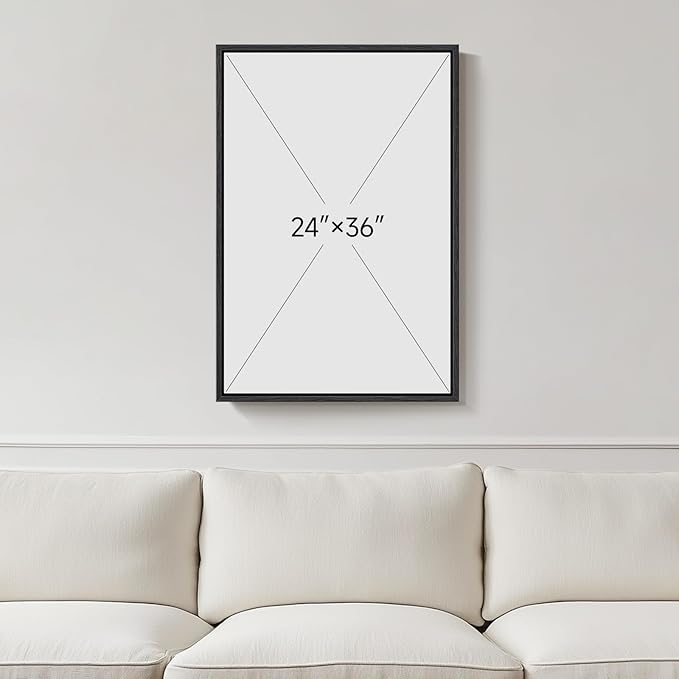 Framed Black and White Abstract Canvas Wall Art, Modern Art Prints Paintings - Image 3