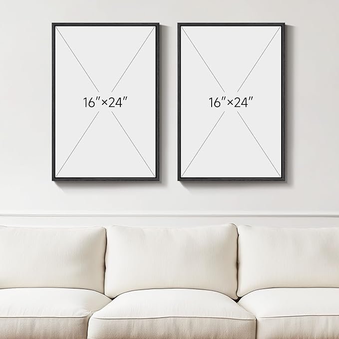 Framed Neutral Abstract Wall Art Set of 2, Minimalist Block Lines Pictures - Image 3
