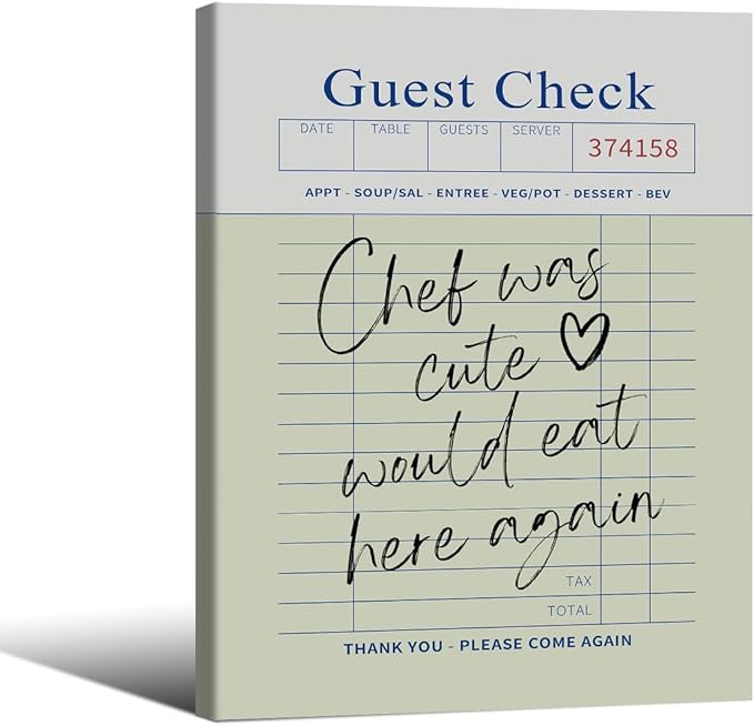 Framed Wall Art Posters Trendy Kitchen Guest Check Prints Chef Was Cute Would by PDFI