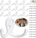Homanu 14 Pack Coat Hooks, Heavy Duty Double Prong Coat Hooks Wall Mounted by Homanu