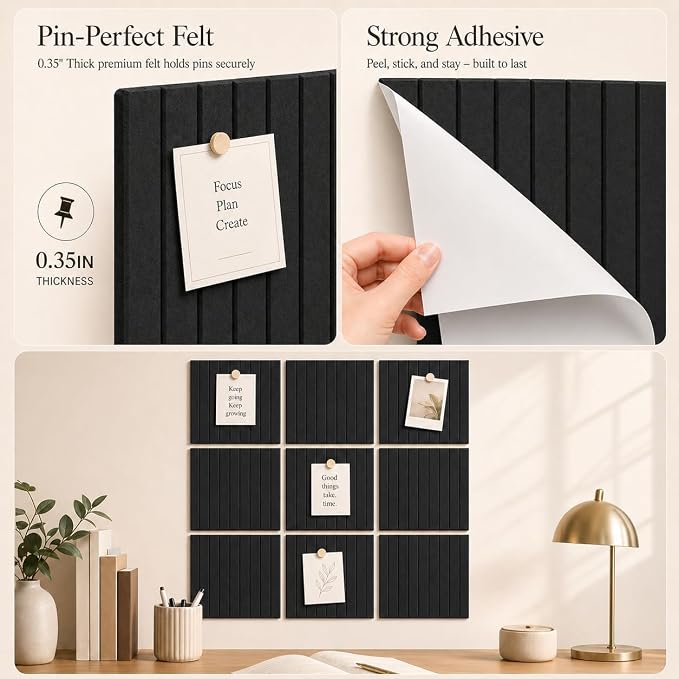 Large Cork Boards for Walls – 48 x 36 Self Adhesive Felt Wall Tiles - Image 3
