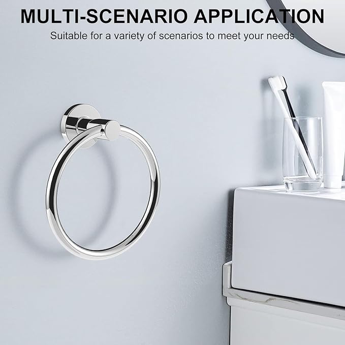 SetSail Towel Holder for Bathroom Wall Screw-in 3 Packs Towel Ring Stainless - Image 7