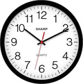 Sharp Wall Clock – Black, Silent Non Ticking 14 Inch Quality Quartz Battery by SHARP