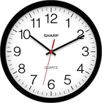 Sharp Wall Clock – Black, Silent Non Ticking 14 Inch Quality Quartz Battery by SHARP