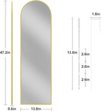 Rowjut Full Length Door Mirror, Wall Mounted Wall & 48"X14"Arched Behind Door - Image 3