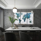 Teal blue Wall Art Watercolor Abstract Wall Decal Large Office Canvas Wall Art - Image 5