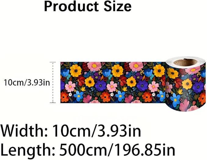 Colorful Floral Wallpaper Border 196x4 Inch Peel and Stick Wall Border - Image 4
