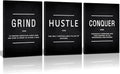 KAWAHONE Grind Hustle Conquer Success Wall Art, Motivation Canvas Wall Decor by KAWAHONE