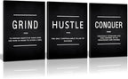 KAWAHONE Grind Hustle Conquer Success Wall Art, Motivation Canvas Wall Decor by KAWAHONE