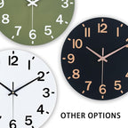 HZDHCLH Wall Clock 12 Inch Silent Non Ticking Wood Battery Operated Black - Image 4