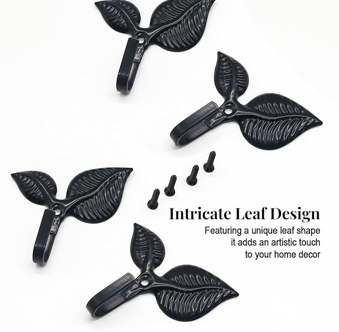 4pcs Iron Leaf Wall Hooks - Image 2