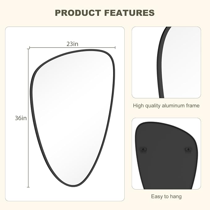 WallBeyond Asymmetrical Mirror, Irregular Wall Mirror, Wall Mirrors Decorative - Image 7