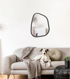 Asymmetrical Small Wall Mirror Irregular Wood Frame Modern Unique Accent Wall - Image 3
