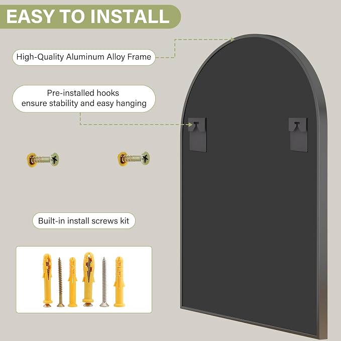 XRAMFY 32"x48" Arched Bathroom Mirror - Image 5