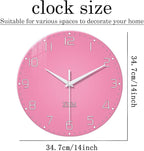 XNM Pink Clock for Girls Bedroom Small Wall Clock Battery Operated 14 Inch - Image 3