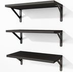 Fixwal Black Shelves for Wall, Wood Wall Mounted Floating Shelves for Bedroom by Fixwal