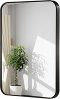 20x30 Inch Black Wall Mirror for Bathroom, Brushed Metal Framed Mirror by JENBELY