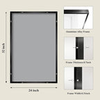 Koonmi Black Rectangle Wall Mirror, 24x32 Inch Bathroom Mirror, Aluminum Frame - Image 2