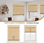 SEEYE Cordless Bamboo Roman Shades, Roll Up Blind Privacy Shade - Image 3