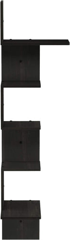 Furinno Rossi Wall Mounted Shelves, 5-Tier Rectangle, Espresso/Black - Image 6